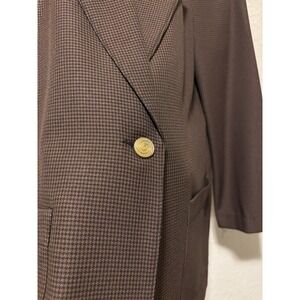 D.K. Gold Vtg Brown Houndstooth Blazer Sz M 8 Gold Button Business Chic Preppy